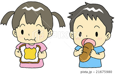 パンを食べる子供のイラスト素材
