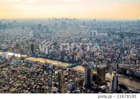 aerial view of Tokyo, Japan at sunset aerial view of Tokyo, Japan at sunset 21678195