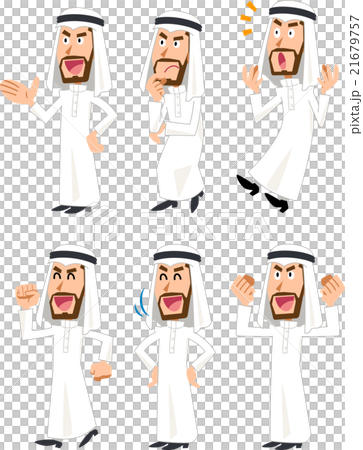 アラブ人の男性のイラスト 様々な表情と仕草のイラスト素材 21679757