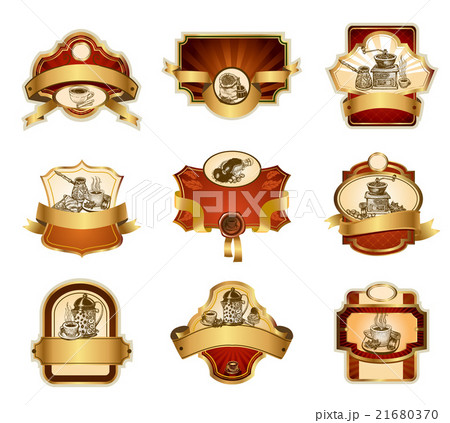 Coffee ornamental labels set. 21680370