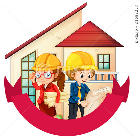 Banner design with two engineers at the house Banner design with two engineers at the house 21682257