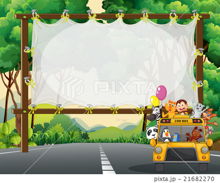 Frame design with wild animals on school bus Frame design with wild animals on school bus 21682270