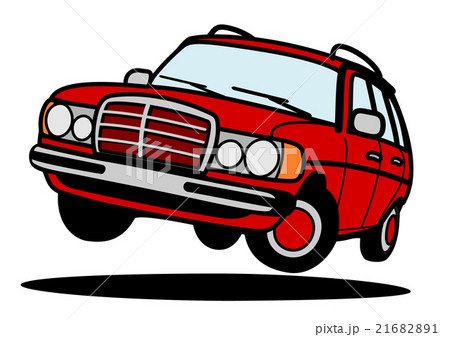 ワゴン 輸入車 レッドのイラスト素材 2161