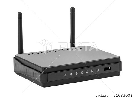 Black wireless internet network wi-fi router 21683002