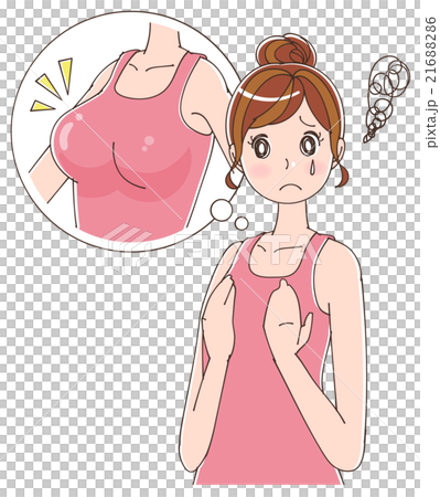 バストにコンプレックスを抱く女性のイラスト 21688286