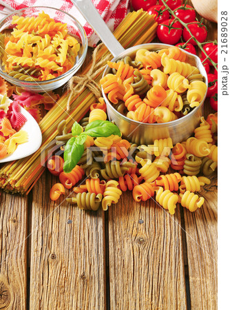 Assortment of colored pasta 21689028