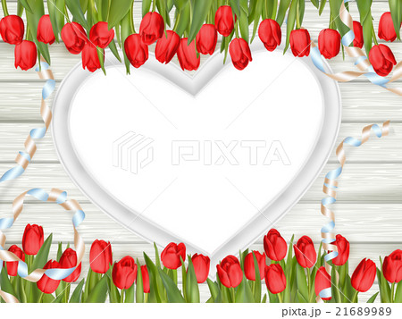 Heart shape frame with tulips. EPS 10 21689989