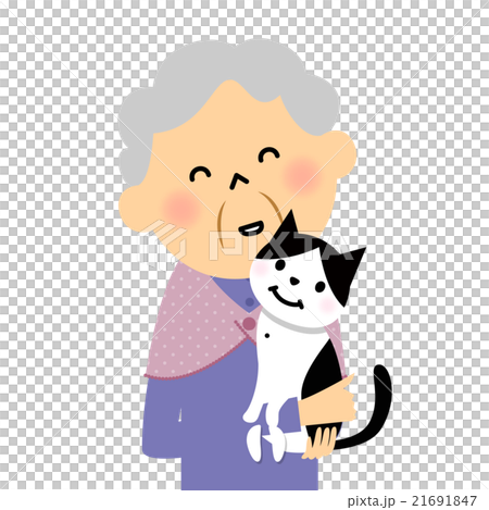 Senior grandma and cat 21691847