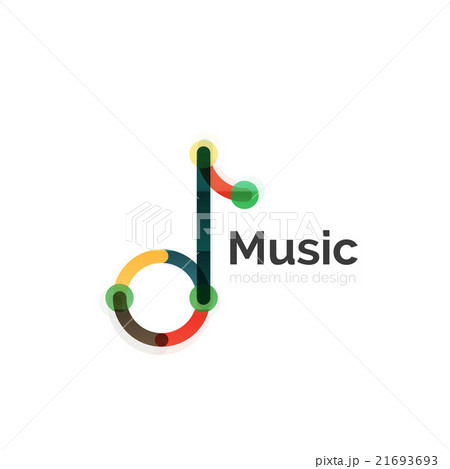 Music note logo, flat thin line geometric design Music note logo, flat thin line geometric design 21693693
