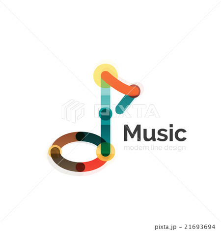 Music note logo, flat thin line geometric design Music note logo, flat thin line geometric design 21693694