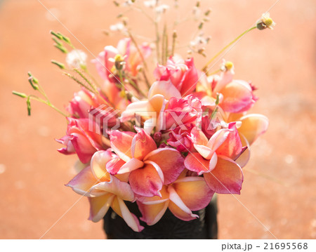 plumeria flower in the vase,soft focus. 21695568