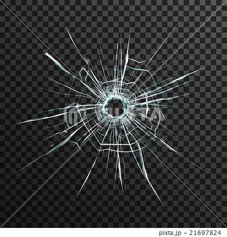 Bullet Hole In Transparent Glass のイラスト素材