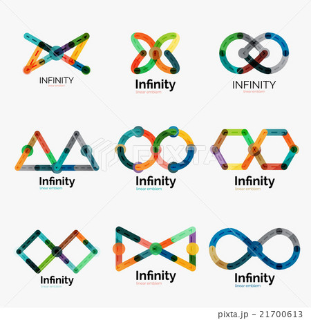 Vector infinity logo set, flat colorful icons Vector infinity logo set, flat colorful icons 21700613