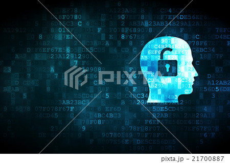 Business concept: Head With Padlock on digital 21700887
