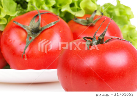 Tomatoes and salad leafs on plate Tomatoes and salad leafs on plate 21701055