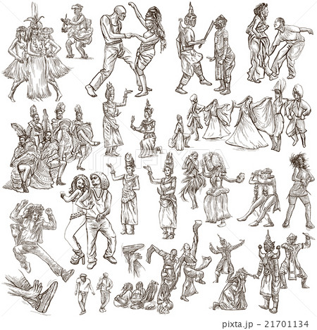 Dancers- Hand drawn collection, freehand sketching 21701134