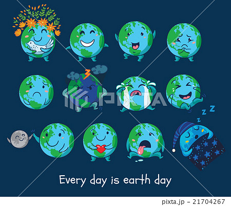 Set of cute cartoon globes with different emotions Set of cute cartoon globes with different emotions 21704267