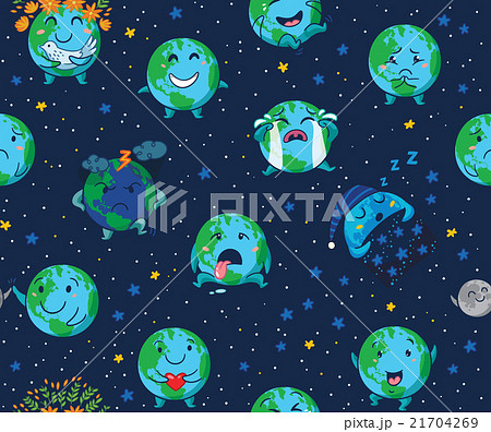 Seamless pattern of cute cartoon globes with Seamless pattern of cute cartoon globes with 21704269