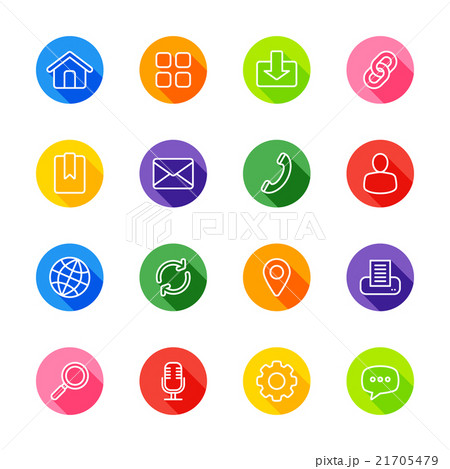 line web icon set on colorful circle 21705479