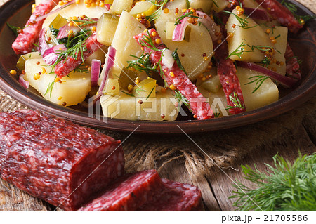 Traditional potato salad and ingredients Traditional potato salad and ingredients 21705586