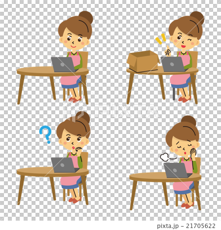 A set of a personal computer and a housewife [three-headed body/series] 21705622