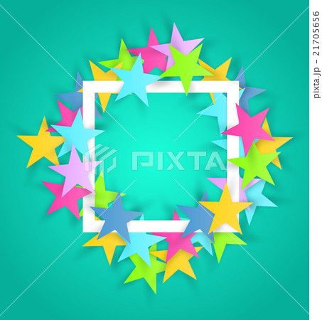Abstract color stars frame with white rectangle. Abstract color stars frame with white rectangle. 21705656