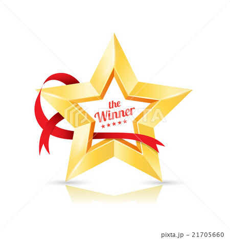 Gold Star frame the winner with ribbon.  21705660