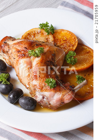 roasted rabbit leg with oranges and olives roasted rabbit leg with oranges and olives 21705959