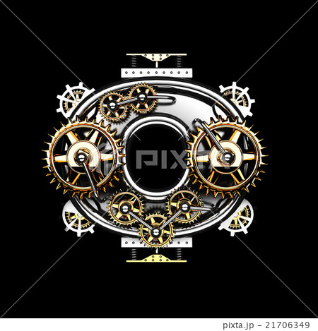 0 isolated metal letter with gears on black 21706349
