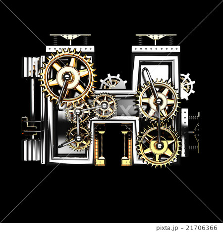 h isolated metal letter with gears on black h isolated metal letter with gears on black 21706366