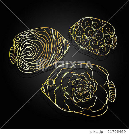 Gold ornamental graphic fish Gold ornamental graphic fish 21706469
