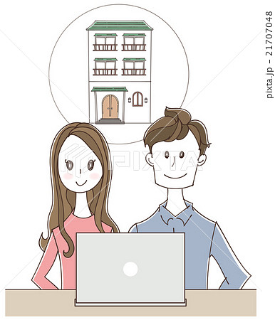 男女と住宅のイラスト 21707048