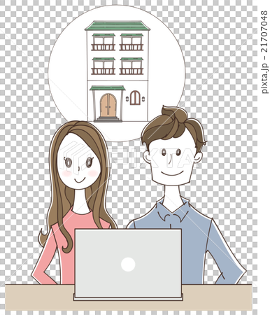 男女と住宅のイラスト 21707048