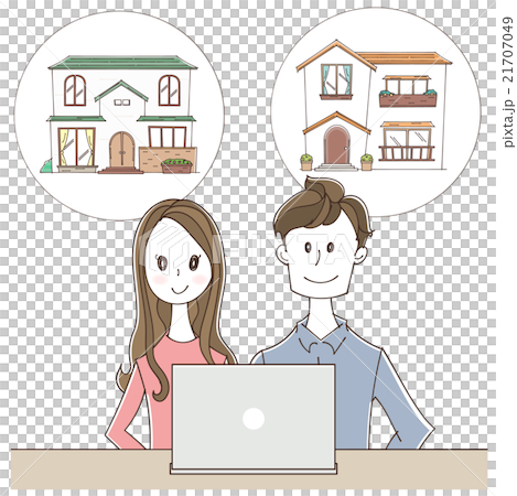 男女と住宅のイラスト 21707049