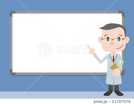 ホワイトボードを指差す男性医師キャラクター ベクターイラストのイラスト素材