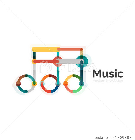 Music note logo, flat thin line geometric design 21709387