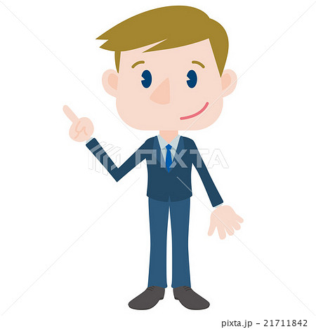 指差しポーズの白人男性キャラクター クリップアートのイラスト素材