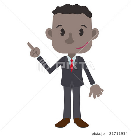 指差しポーズの黒人男性キャラクター クリップアートのイラスト素材