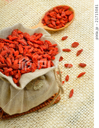 goji berries in a burlap bag 21715081
