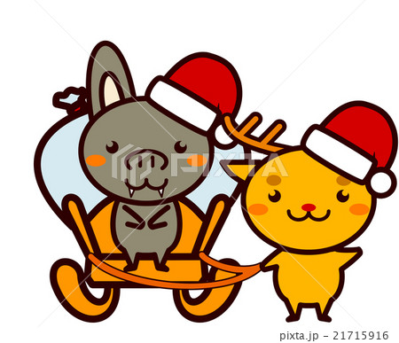 クリスマスのプレゼントを運ぶ動物シリーズのイラスト素材