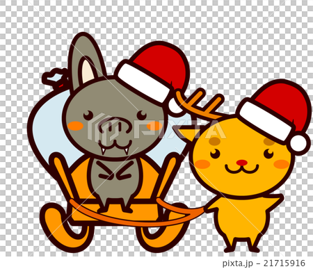 クリスマスのプレゼントを運ぶ動物シリーズのイラスト素材
