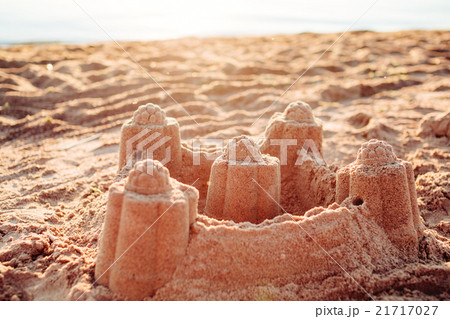 Sand castle tower. Child play and vacation concept 21717027