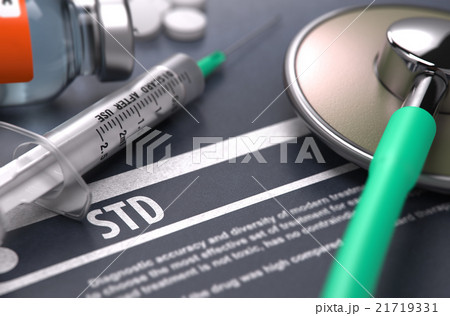 STD - Printed Diagnosis on Grey Background. 21719331