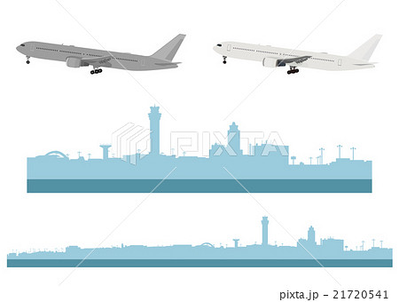 イラスト素材 羽田空港と飛行機 のイラスト素材