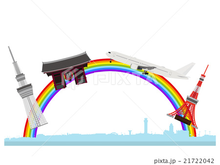 イラスト素材 羽田空港と観光スポット のイラスト素材