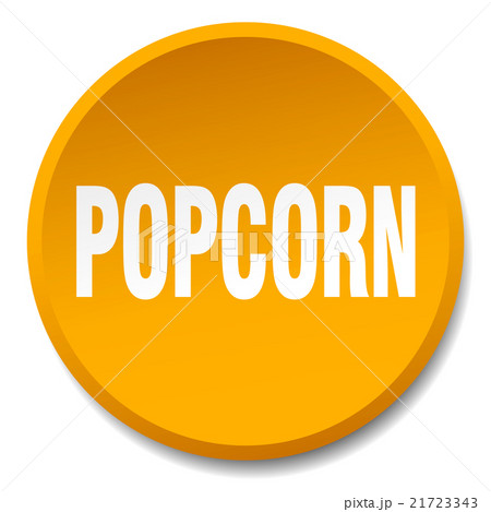 popcorn orange round flat isolated push button 21723343