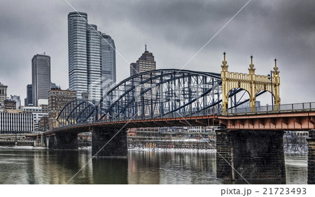 Colorful bridge with Pittsburgh skyline Colorful bridge with Pittsburgh skyline 21723493