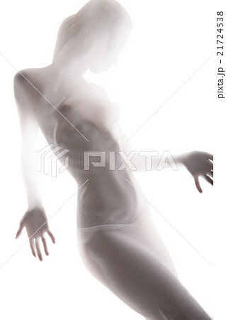 Beautiful naked woman through transparent fabric 21724538