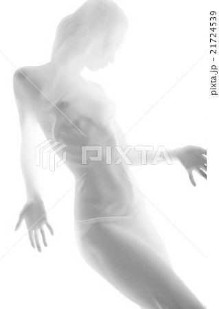 Beautiful naked woman through transparent fabric Beautiful naked woman through transparent fabric 21724539