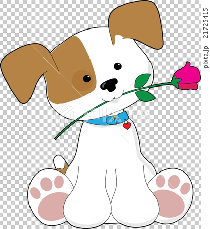 Cute Puppy with Rose - Stock Illustration [21725415] - PIXTA